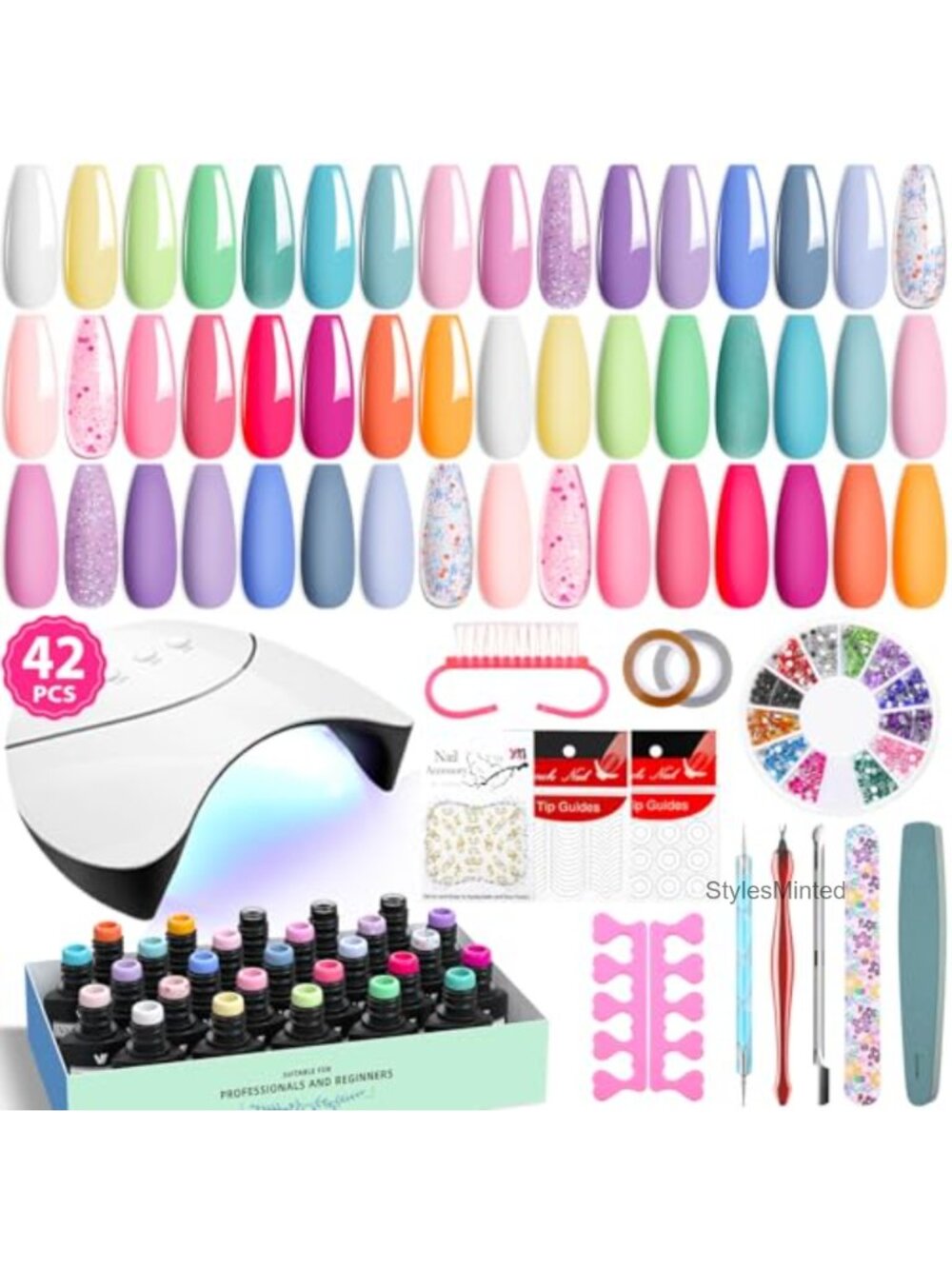 Gel Nail Polish Kit 24 Colors UV Light Manicure Tools